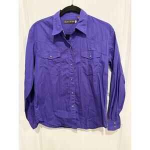 Roper Women's Sz S Purple Long Sleeve Western Pearl Snap Shirt 100% Cotton